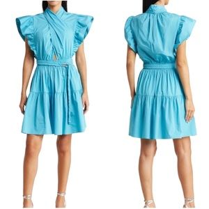 Derek Lam Turquoise Blue Tiered Mini Dress